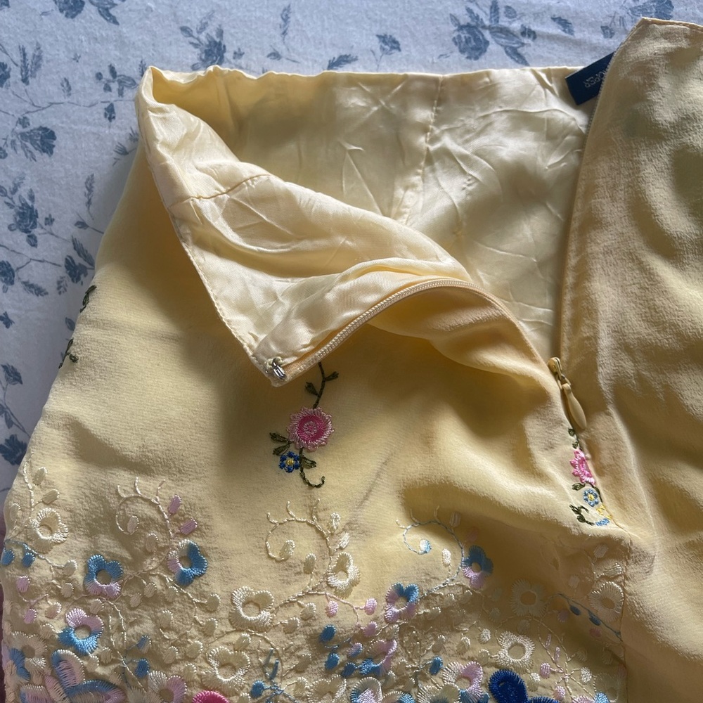 Floral Embroidered Yellow Skirt